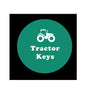 Tractor Keys bottle opener keychain with white tractor logo on teal circle