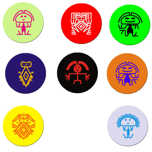8 Pcs Funny Mesoamerican Symbols Pinback Buttons Badge 1.25" Diameter