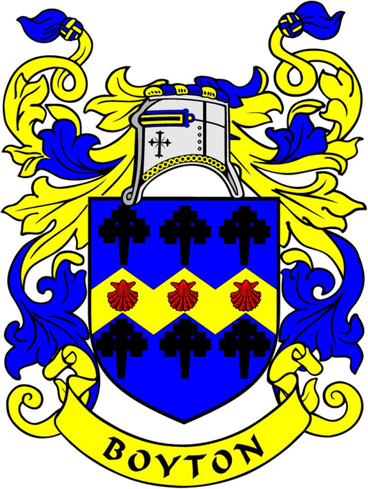 Boyton Family Crest 3" Coat of Arms Fridge Round Magnet