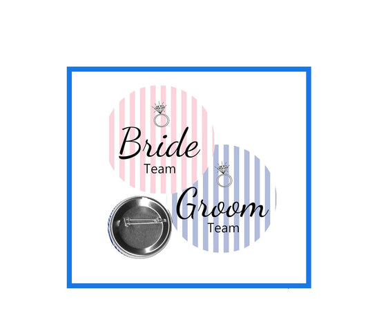 10 Pcs Set Bride Groom "Team" Pinback Button Pin 1.25" - Wedding Engagement Bachelor