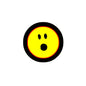 Emoticon 1.25-inch pinback button with yellow sad face and black border