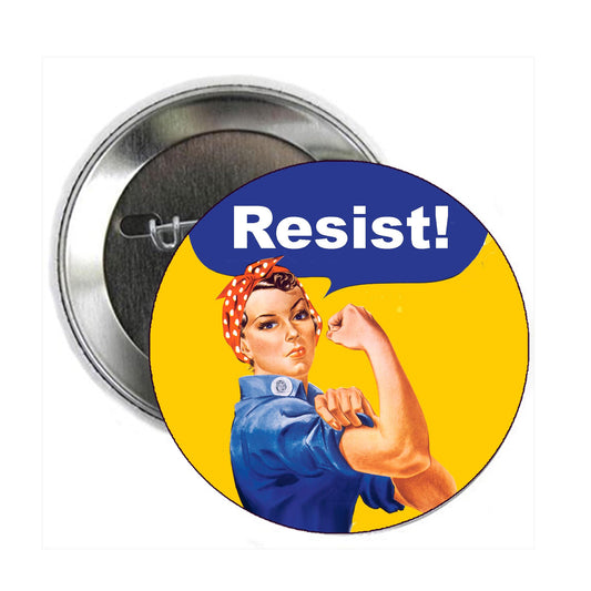 10 Pcs Rosie The Riveter Political Anti-Trump No Trump Pinback Pin Back, Badge for Jackets, Backpacks, Hats 2.25"