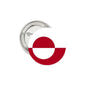 Round silver pinback flag pin with red-and-white Greenland flag design