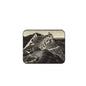MC Escher stepping stones mousepad with black-and-white illustrated landscape, rounded corners