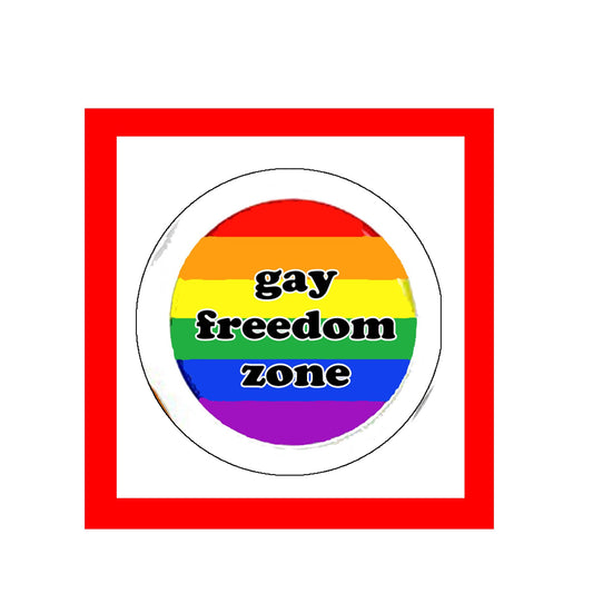 Gay Freedom Zone Pinback Button Pin Badge 2.25-inch LGBT Rainbow Default Title