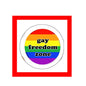 Rainbow gay freedom zone 2.25-inch pinback button, circular metal edge