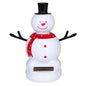 Smiling bobble snowman toy with black top hat, red scarf, and swinging arms