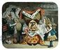 Illustrated mouse pad with vintage Alice and the Duchess characters and tea party scene