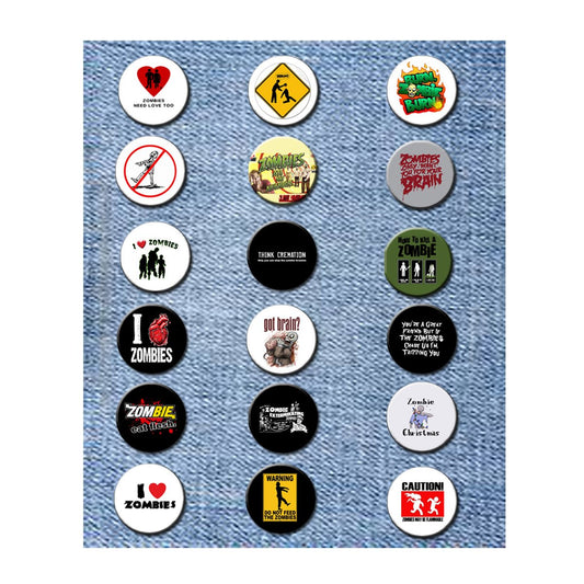18 Pcs Set of Zombie Drawing Collection Pinback Buttons 1-1 4 Default Title
