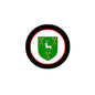 3-inch round coat arms magnet with black ring and green crest shield design