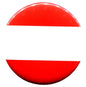 Austria flag pinback button, circular red and white design