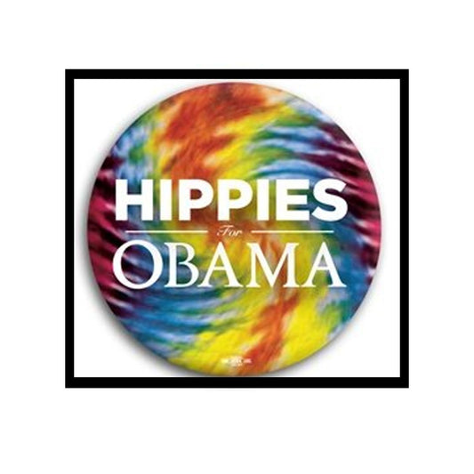 campaign pin pinbacks Hippies for Obama Photo Button - 2 1/4"