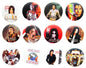 Set of 12 round pin button badges with Michael Jackson portrait designs