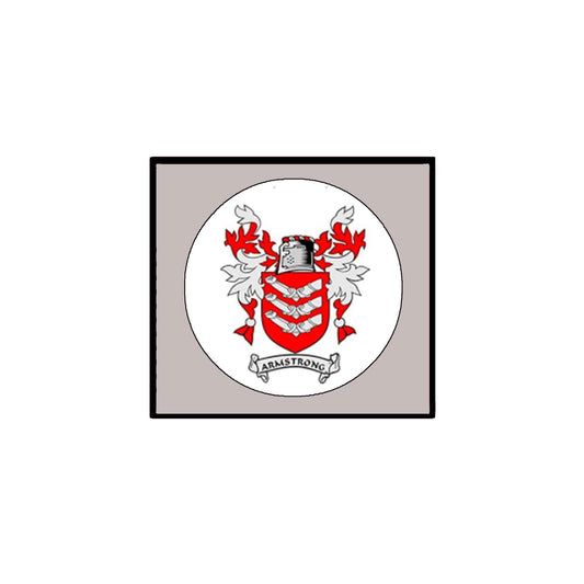 Armstrong 2 Family Crest 3" Coat of Arms Fridge Round Magnet