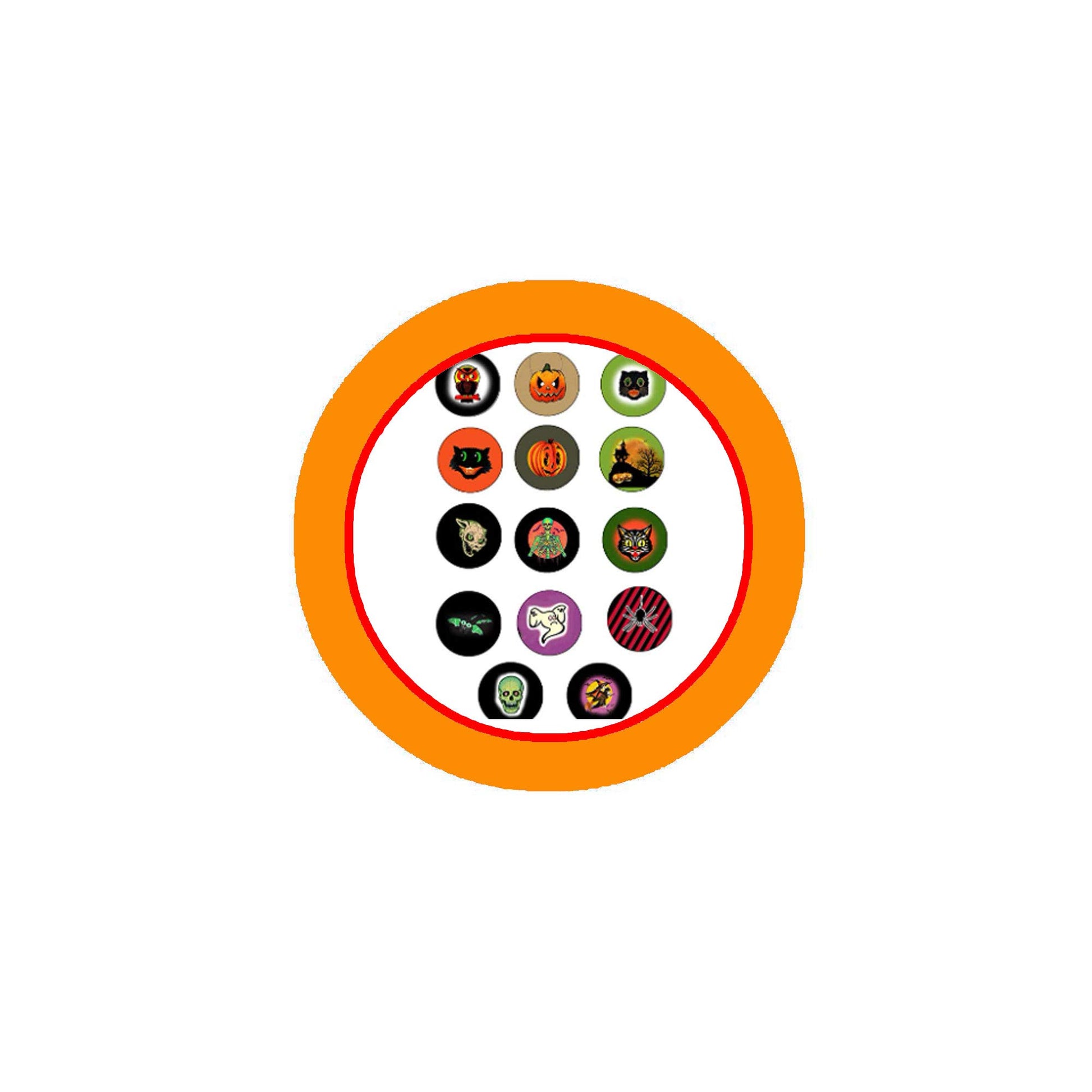 17 Pcs Retro Spooky Halloween Pinbacks Default Title