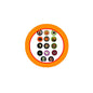 Halloween pinbacks set with 17 round spooky character badges in orange frame