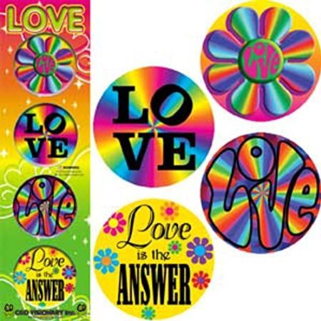 Colorful Hippie 'Love' Set Of 4 1.25' Buttons/Pinback