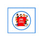 JW.ORG circular pin-back badge with cartoon children and red JW. ORG text, blue rim
