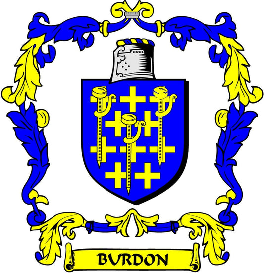 Burdon Family Crest 3" Coat of Arms Fridge Round Magnet