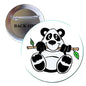 Bear and panda B&W pinback button brooch with cartoon bear paws and panda face