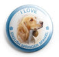 English Springer Spaniel pinback button badge with “I LOVE” and dog portrait