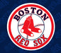 Boston baseball-themed mousepad with red glove logo in a white-and-red circle