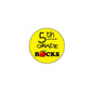 Yellow 5th Grade Rocks round pinback badge with red apple graphic
