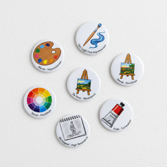 6 Pcs Art Artist Fridge Magnets 1.25-inch Mypinbacks.com