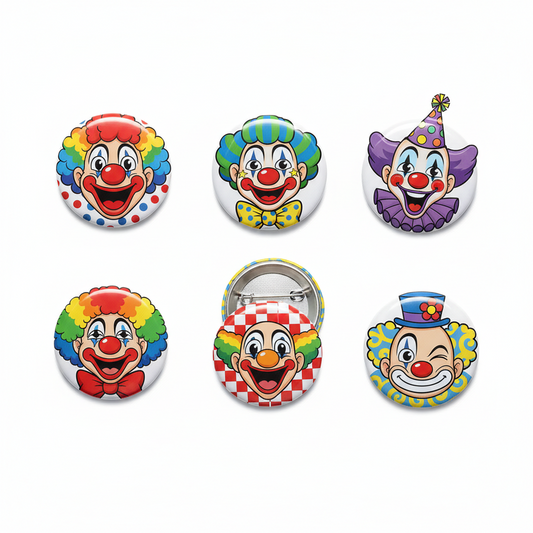 6 Pcs Clown Cartoon Pinback 1.25-inch Mypinbacks.com