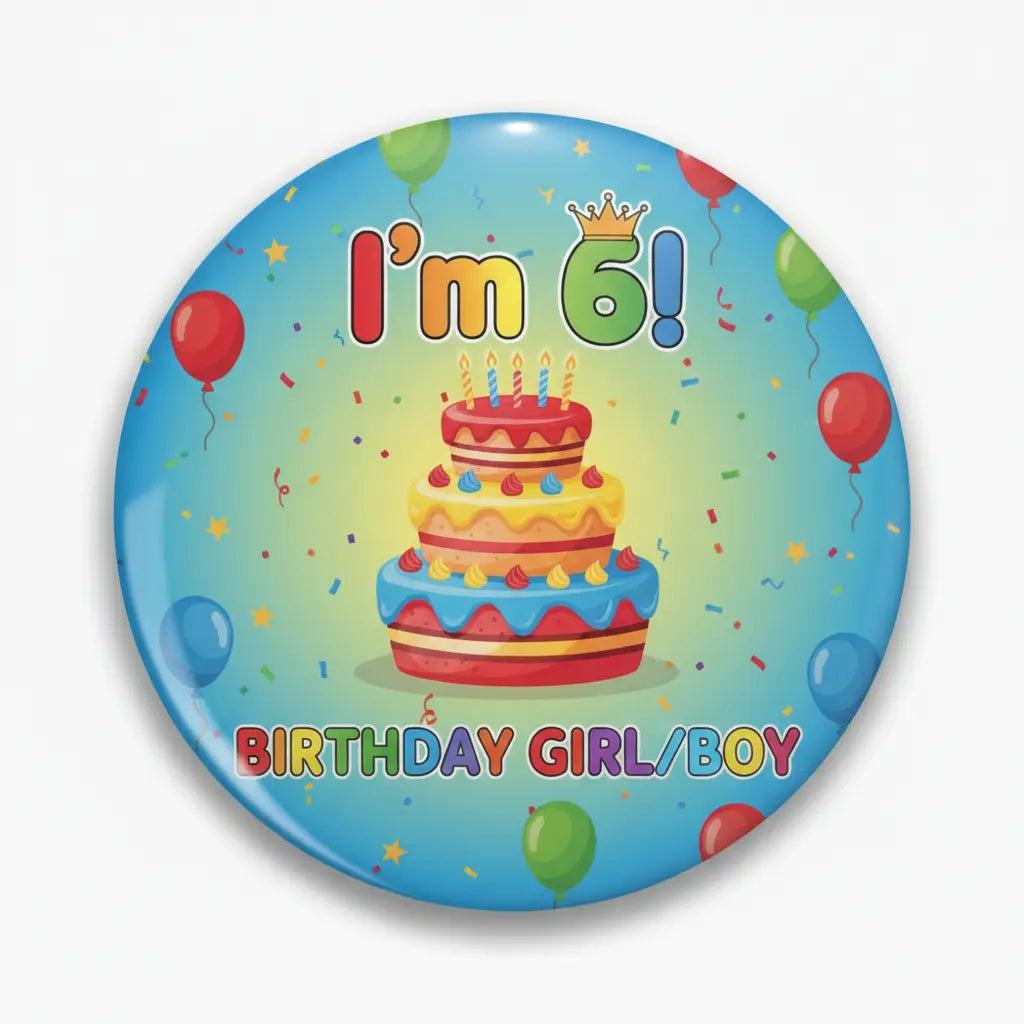 6 Year Old Birthday Pinback 2.25-inch