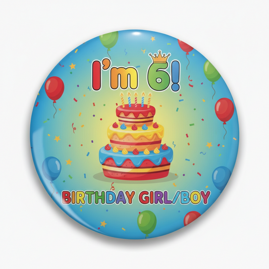 6 Year Old Birthday 2.25-inch Pinback