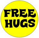 FREE HUGS Pinback Button 1.25" Pin / Badge ~ Peace Love Retro Hippie Funny