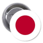 Japan flag pinback button, white face with red circle, silver back and safety pin