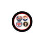 Set of 4 circular Trump campaign pinbacks, portraits with red-white-blue text