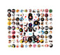 Assorted round vintage-style pinback buttons, 1.25-inch, 48 pack