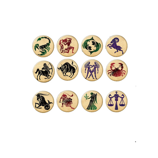12 Pcs Set Zodiac Symbols 2.25-inch Pinback or Jackets, Backpacks, etc.
