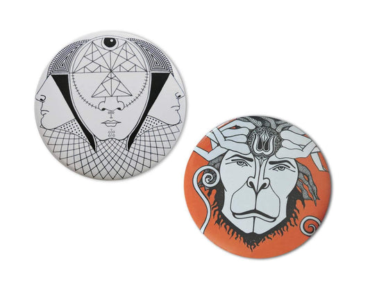 Illuminati futuristic cyberpunk button set, Indian God Hanuman button Pin Default Title