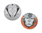 Futuristic cyberpunk button set: two circular pins with stylized Hanuman face designs