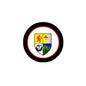 3-inch coat of arms magnet, circular black-and-red ring with colorful shield emblem