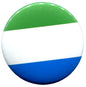 Sierra Leone flag pin badge, round enamel with green, white, and blue stripes
