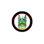 Round Tully family crest magnet with green shield and red border