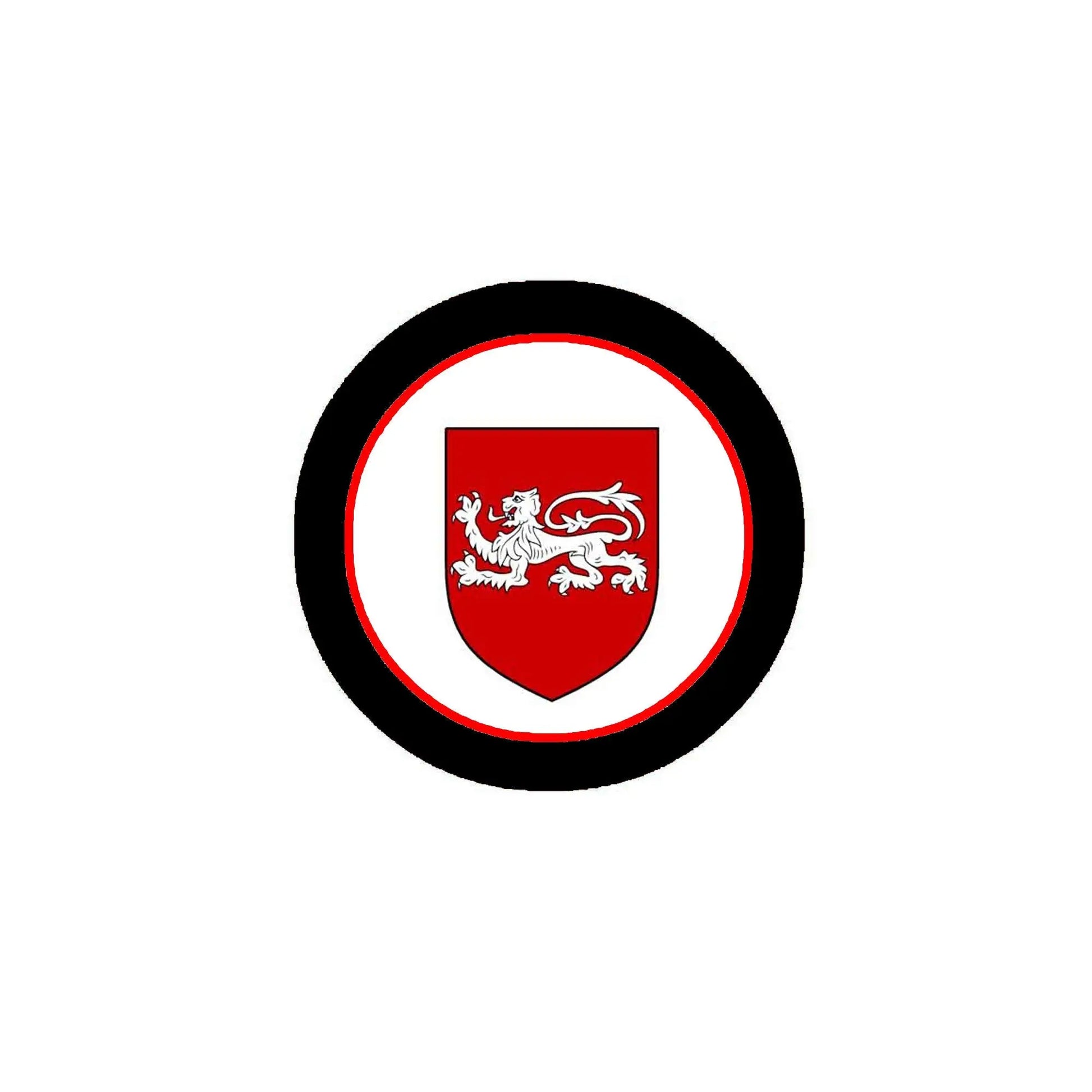 O'Toole coat-of-arms 3-inch circular magnet, black rim with red shield and lion