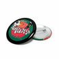 Round Bangladesh football pinback button with soccer ball, flames, and 'Qatar 2022' text