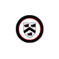 Round coat of arms magnet, black border with red ring and white heraldic emblem