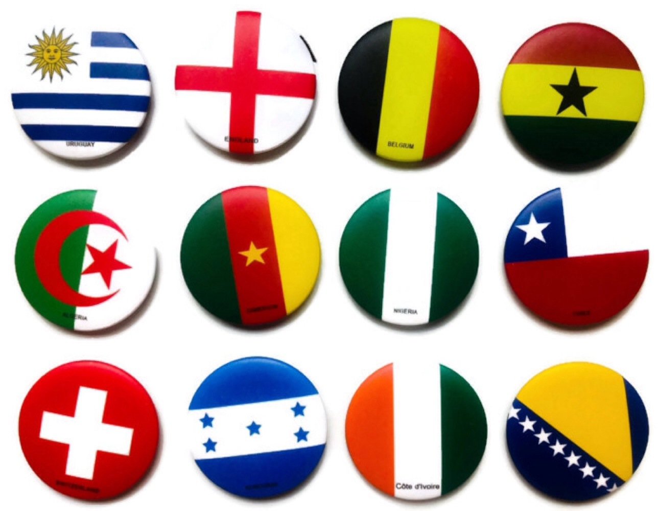 National country flag Hashtag 6 PR Awesome Quality Lot 12 New Pins Buttons Badge 1.25-inch Default Title