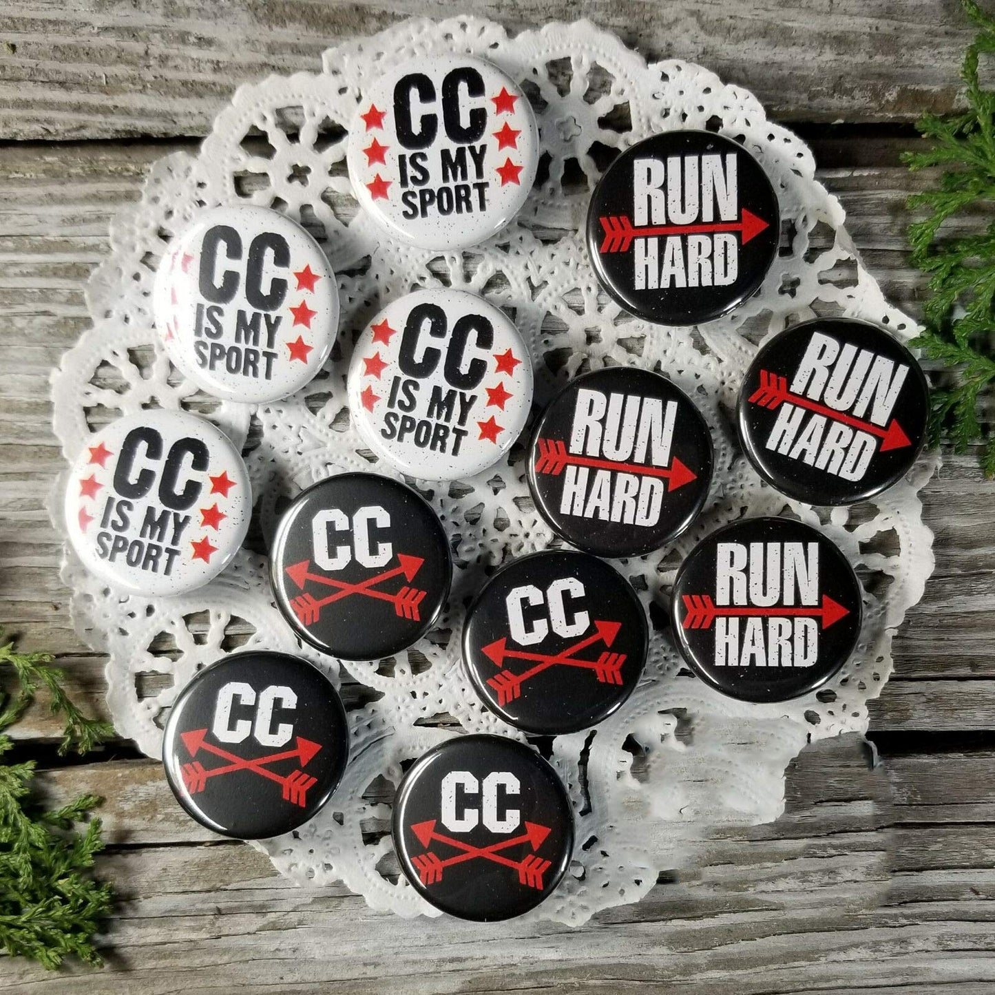 Button Pins 12 Cross Country Trade Pins Badges 1 1 4 PINBACK Party Favor DecoWords Running Pin Badges Default Title