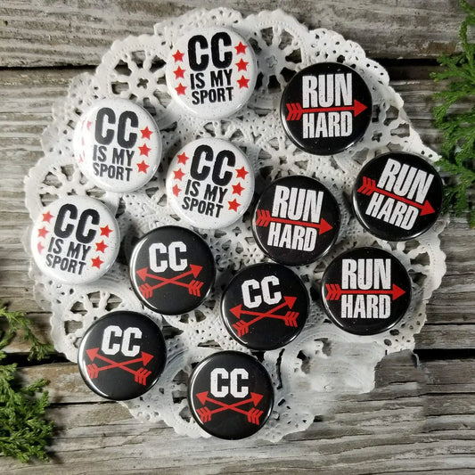 Button Pins 12 Cross Country Trade Pins Badges 1 1 4 PINBACK DecoWords Running Pin Badges Default Title