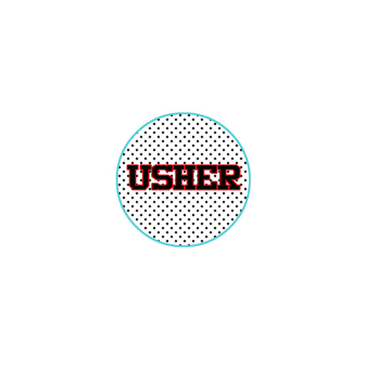 Usher 2.25" Pinback for Jackets, Backpacks, etc.