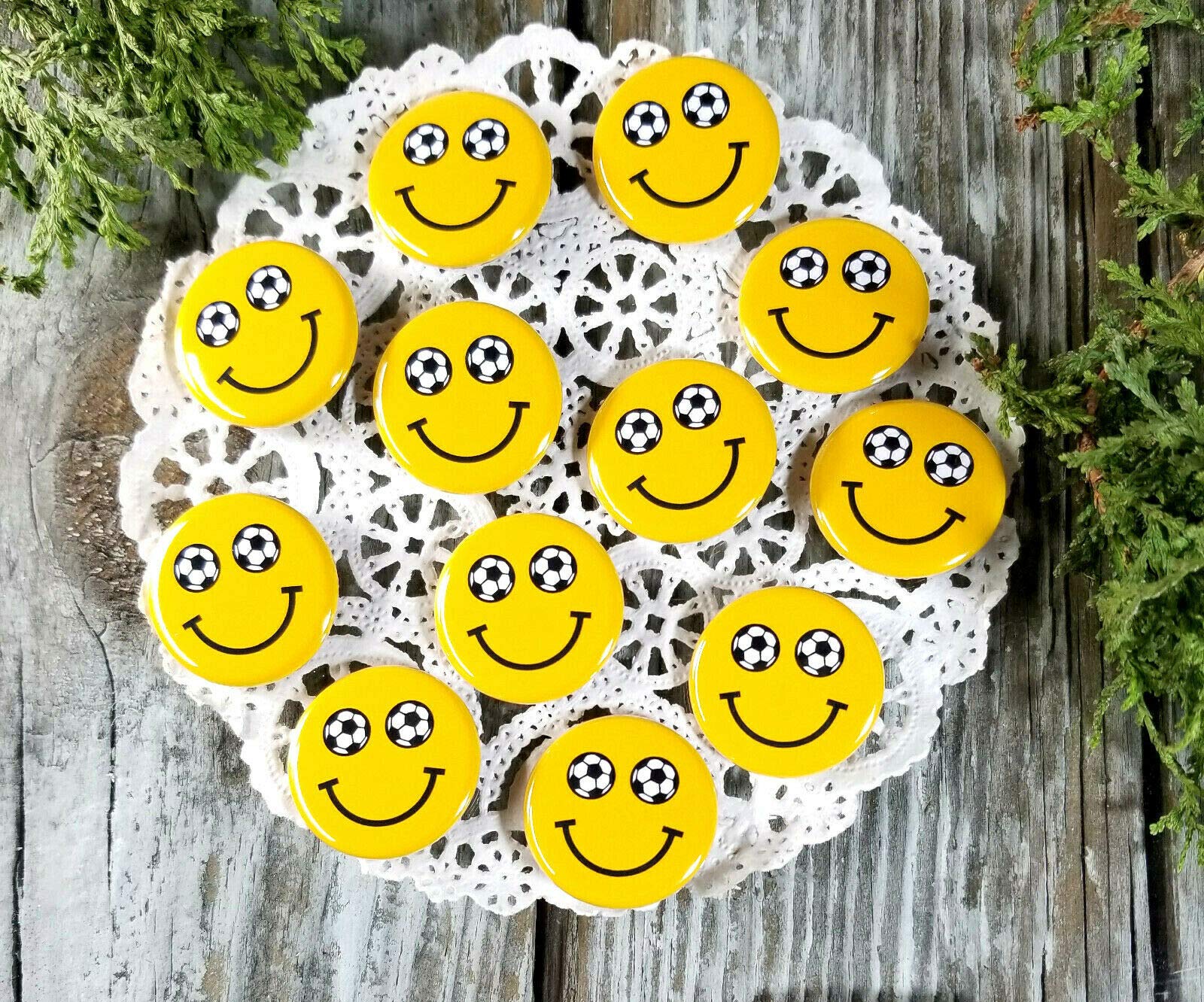 Button Pins 12 Soccer Smile Pins 1.25-inch PIN Back Buttons Badges Face Mask Flair pinback USA Pin Badges Default Title