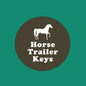 Round horse trailer keys bottle opener keychain with white horse silhouette emblem